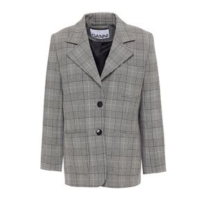Ganni Prince of Wales Checkered Woven Blazer